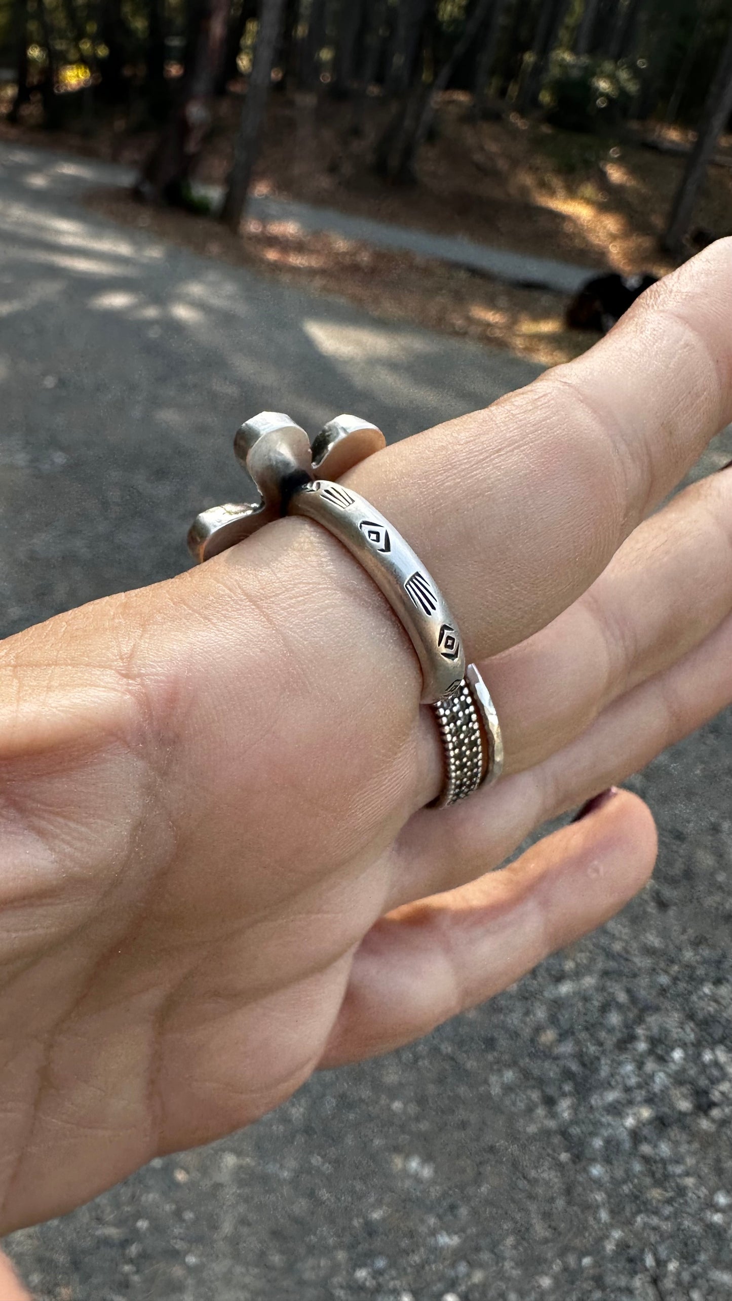 OPEN SHANK OPAL FLOWER RING