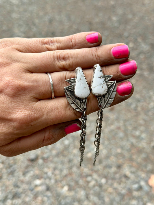 BOUCLES D'OREILLES FRANGES BUFFLE BLANC