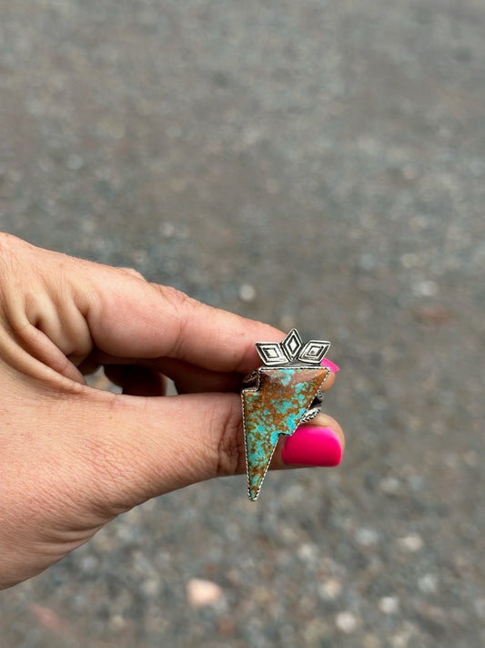 ターコイズ ラスティック ライトニング ボルト リング