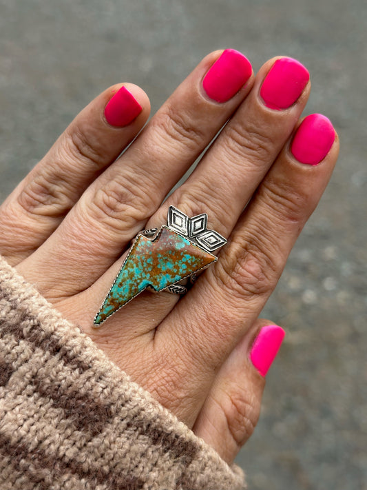 ターコイズ ラスティック ライトニング ボルト リング