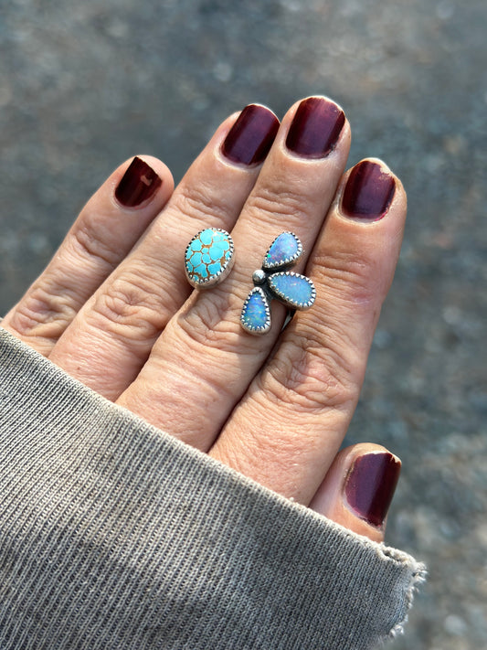 オープンシャンクオパールフラワーリング