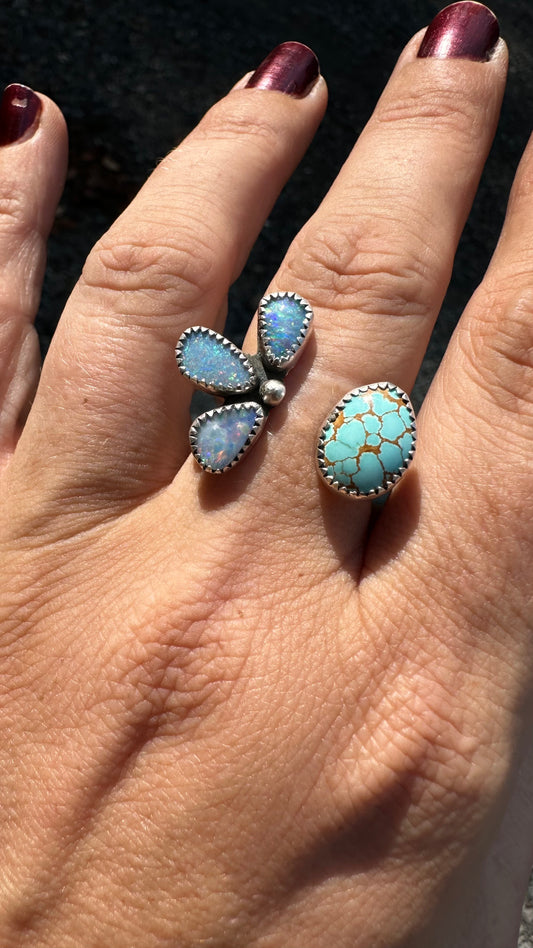 オープンシャンクオパールフラワーリング